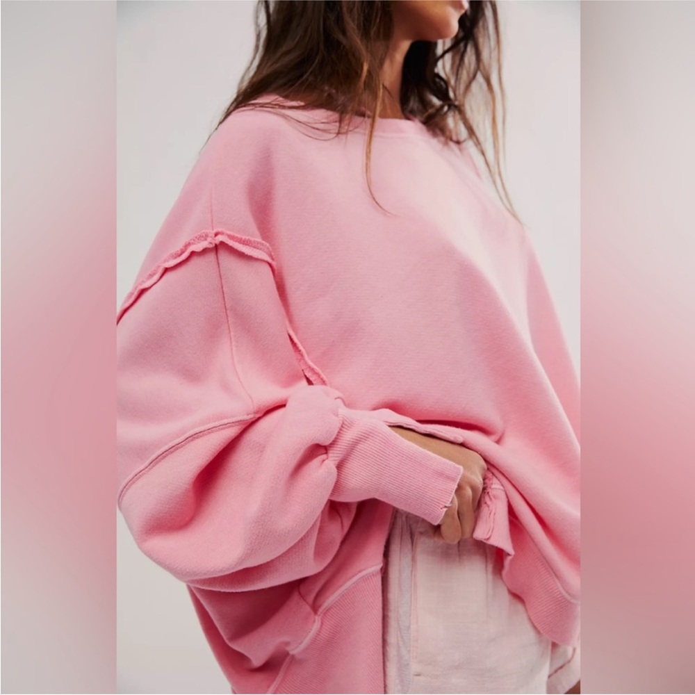 Free People We The Free Camden Pullover Sweatshirt Pink Sky NWOT Medium - Picture 3 of 10